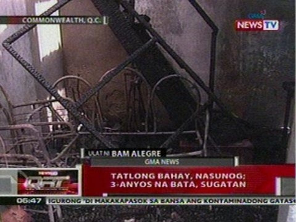 QRT: 3 bahay sa Commonwealth, QC, nasunog