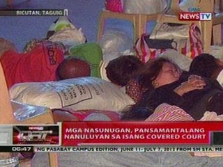 QRT: Mga nasunugan sa Taguig, pansamantalang nanuluyan sa isang covered court