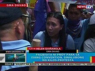 BP: Pagbisita ni PNoy para sa convention sa Davao, sinalubong ng kilos-protesta