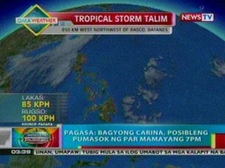 BP: PAGASA: Bagyong Carina, posibleng pumasok ng PAR mamayang 7pm