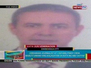 BP: Jordanian jounalist at 2 pinoy crew, mabuti ang kalagayan sa kuta ng Abu Sayyaf