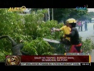 24 Oras: Daloy ng trapiko, bumigat dahil sa nabuwal na puno