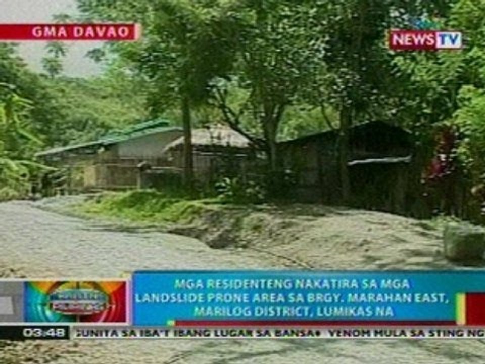BP:  Mga residenteng nakatira sa mga landslide prone area sa Davao, lumikas   na