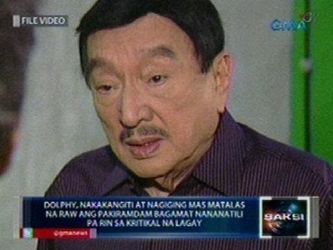 Dolphy, nakakangiti at mas matalas na ang pakiramdam ngunit nananatili pa rin sa kritikal na lagay