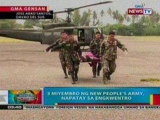 BP:  3 miyembro ng NPA, napatay sa engkwentro sa Davao del Sur