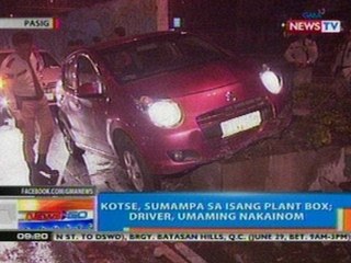 NTG: Kotse, sumampa sa isang plant box sa Pasig; driver, umaming nakainom