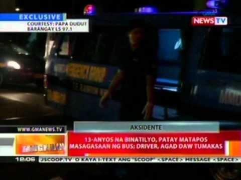 BT: 13-anyos na binatilyo, patay matapos masagasaan ng bus; driver, agad daw tumakas