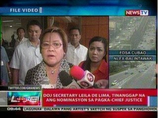 NTL: DOJ Secretary De Lima, tinanggap na ang nominasyon sa pagka-chief justice