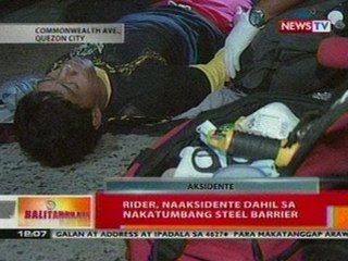 BT: Rider sa QC, naaksidente dahil sa nakatumbang steel barrier