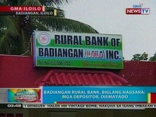 BP: Badiangan Rural Bank sa Iloilo, biglang nagsara
