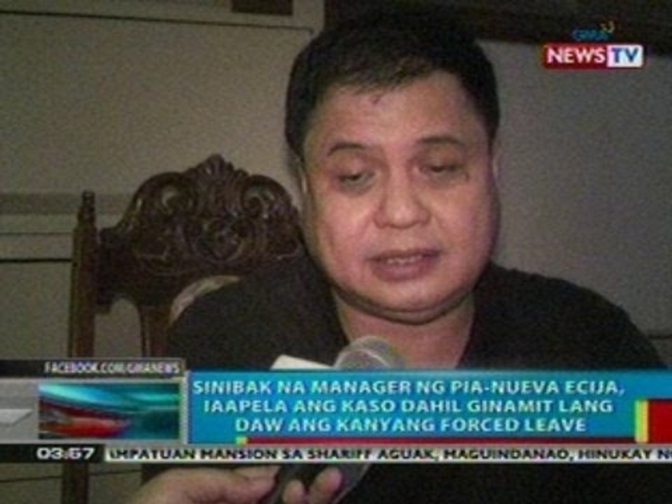 BP; Sinibak na Manager ng PIA-Nueva Ecija, iaapela ang kaso dahil ginamit lang daw ang forced leave
