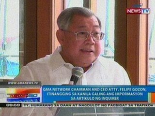 NTG: Atty. Felipe Gozon, itinangging sa kanila galing ang impormasyon sa artikulo ng Inquirer