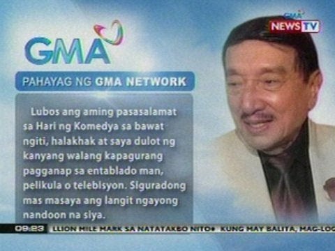 NTG: GMA Network, kaisa sa pakikiramay sa pamilyang naulila ni Comedy King Dolphy