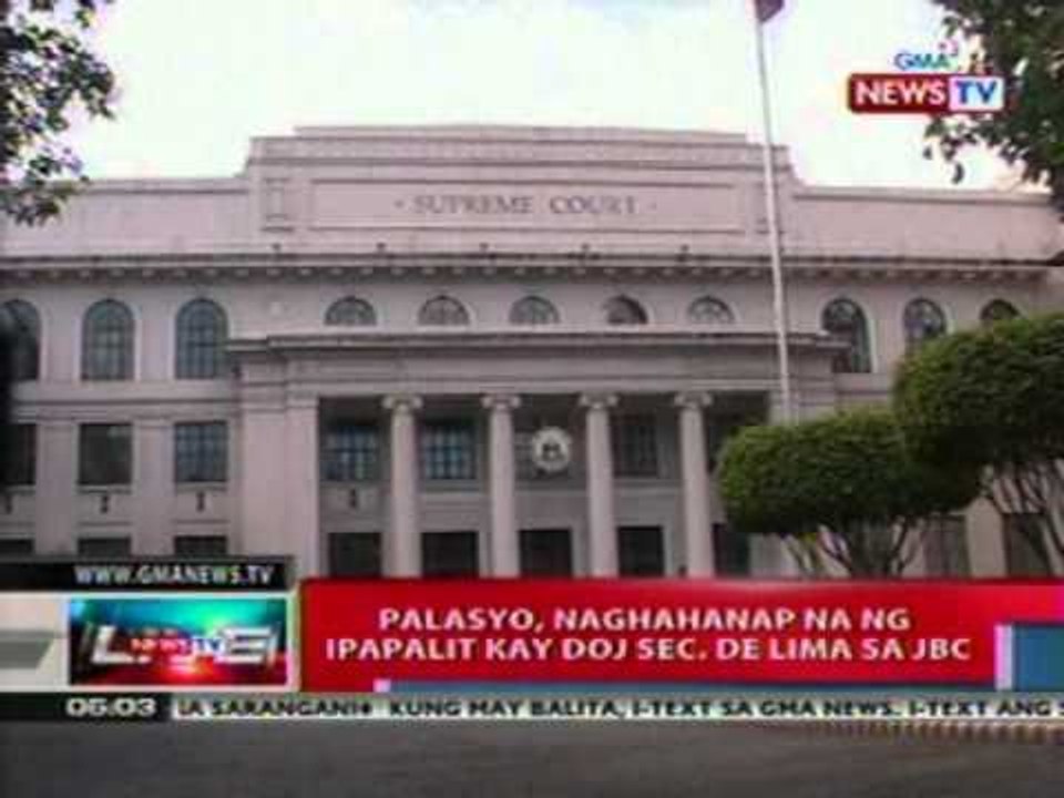 NTL: Palasyo, naghahanap na ng ipapalit kay DOJ Sec. De Lima sa JBC
