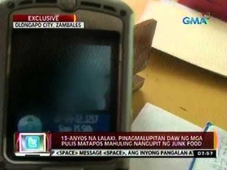 24oras: 13-anyos na lalaki, pinagmalupitan daw ng mga pulis matapos mahuling nangupit ng junk food