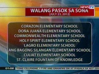 BT: Mga walang pasok sa SONA sa Lunes
