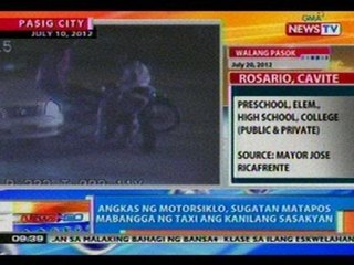 Скачать видео: NTG: Angkas ng motorsiklo, sugatan matapos mabangga ng taxi ang kanilang sasakyan sa Pasig