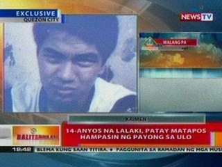BT: 14-anyos na lalaki sa QC, patay nang hampasin ng payong sa ulo