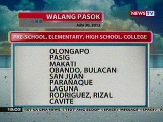 BT: Cancelled classes (July 30, 2012)