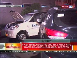 BT: Taxi, nabangga ng SUV na sakay ang ilang dayuhan, dalawa, sugatan