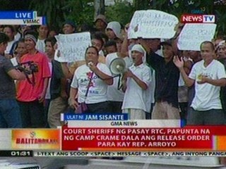 BT: Court sheriff ng Pasay RTC, papunta na ng Camp Crame dala ang release order para kay Rep. Arroyo