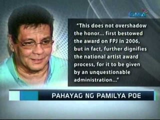National artist award kay FPJ na iginawad noong 2006, handa nangtanggapin ng pamilya Poe