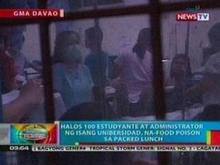 BP: Halos 100 estudyante at administrator ng unibersidad sa Davao, na-food poison sa packed lunch