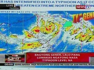 QRT: Bagyong Gener, lalo pang lumakas ngayong nasa typhoon level na