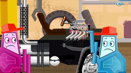 The Red Dump Truck & Crane in Action - Construction Trucks Video - World of Cars for children