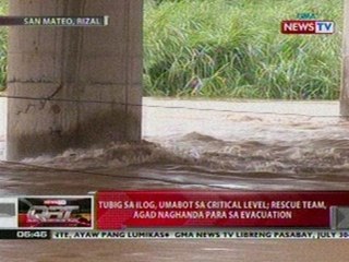 QRT: Tubig sa ilog ng San Mateo, umabot sa critical level