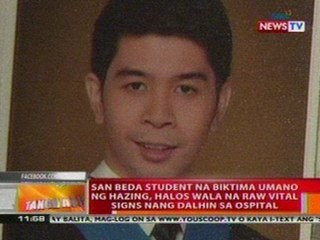 BT: San Beda student na biktima ng hazing, halos wala nang vital signs nang dalhin sa ospital