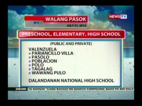 NTG: Mga eskwelahan na walang pasok ngayong araw (July 31, 2012)