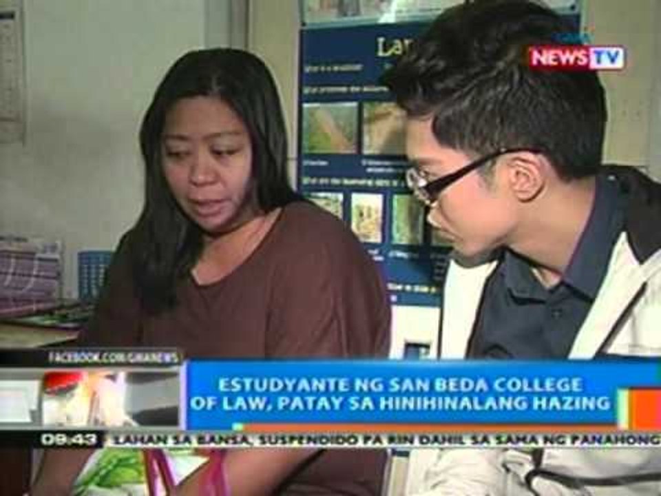 NTG: Estudyante ng San Beda College of Law, patay sa hinihinalang hazing