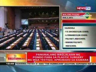 BT: Panukalang naglalaan ng pondo para sa plastic surgery ng mga testigo, aprubado sa kamara