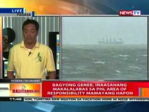 BT: Bagyong Gener, inaasahang makalalabas sa PHL area of responsibility mamayang hapon