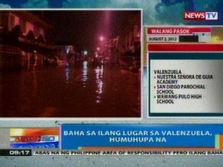 NTG: Baha sa ilang lugar sa Valenzuela, humuhupa na