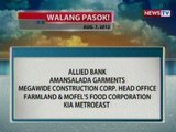 NTG: Ilang pang kumpanya na walang pasok ngayong araw (Aug. 7, 2012)