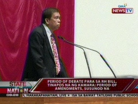 SONA: Period of debate para sa RH Bill, tinapos na ng Kamara