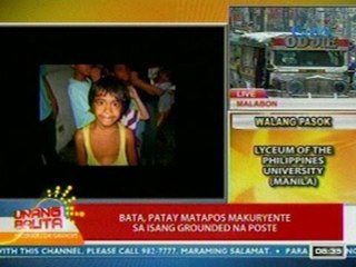 UB: Bata, patay matapos makuryente sa isang grounded na poste sa Maynila