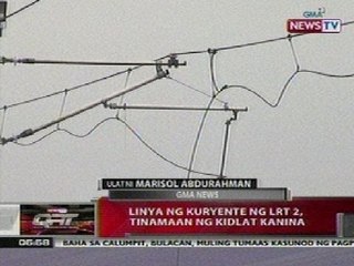 QRT:  Linya ng kuryente ng LRT 2, tinamaan ng kidlat kanina
