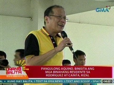 UB: PNoy, binisita ang mga binahang residente sa Rodriguez at Cainta, Rizal