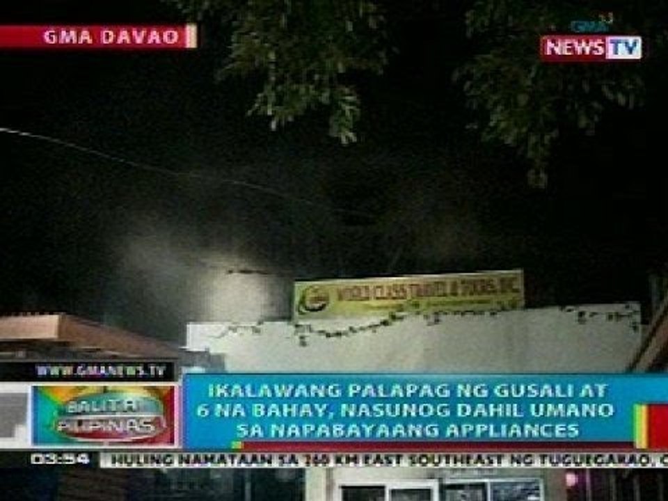 BP: Ika-2 palapag ng gusali at 6 na bahay sa Davao, nasunog dahil sa napabayaang appliances