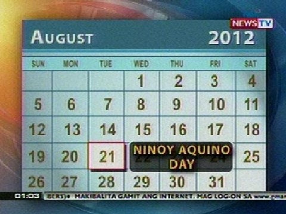 BT: Regular Holiday sa Lunes at special non-working holiday sa Martes