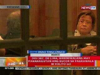 BT: DOJ Sec, De Lima, naniniwalang may pananagutan ang BuCor sa pagkawala ni Rolito Go
