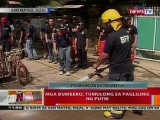 BT: Mga bumbero, tumulong sa paglilinis ng putik sa San Mateo, Rizal