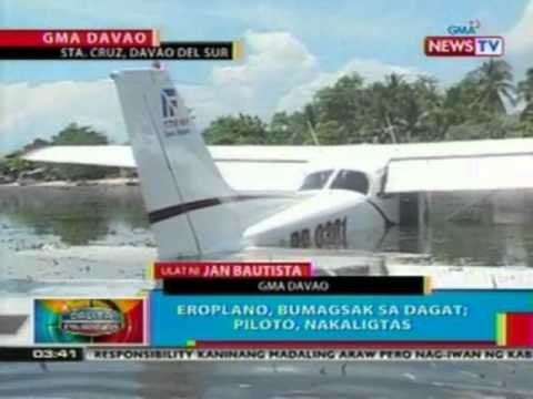 BP: Eroplano, bumagsak sa dagat; piloto, nakaligtas