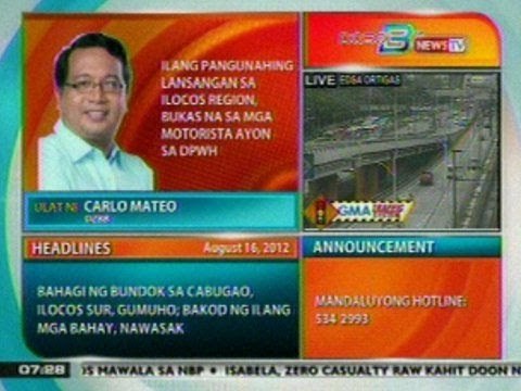 DB: DPWH: Ilang pangunahing lansangan sa Ilocos Region, bukas na sa mga motorista
