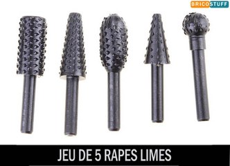 Jeu de 5 rapes limes à bois rotatives queue lisse 6.2 mm pour appareil rotatif