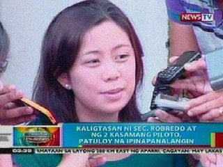 BP: Kaligtasan ni Sec. Robredo at 3 kasamang piloto, patuloy na ipinapanalangin