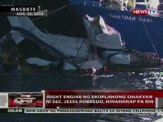 QRT: Right engine ng eroplanong sinakyan ni Sec. Robredo, hinahanap pa rin sa Masbate